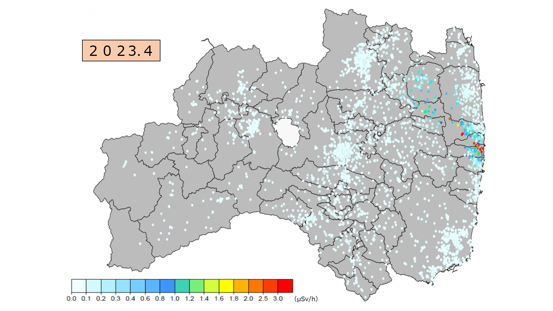 県内の空間線量率の状況　Statue of air radiation dose rates 