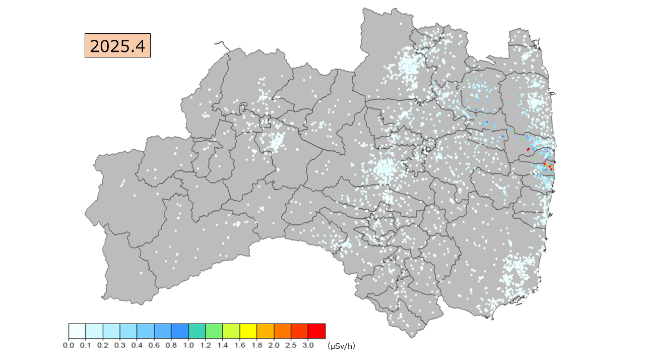 県内の空間線量率の推移 Transition of radiation dose rates 