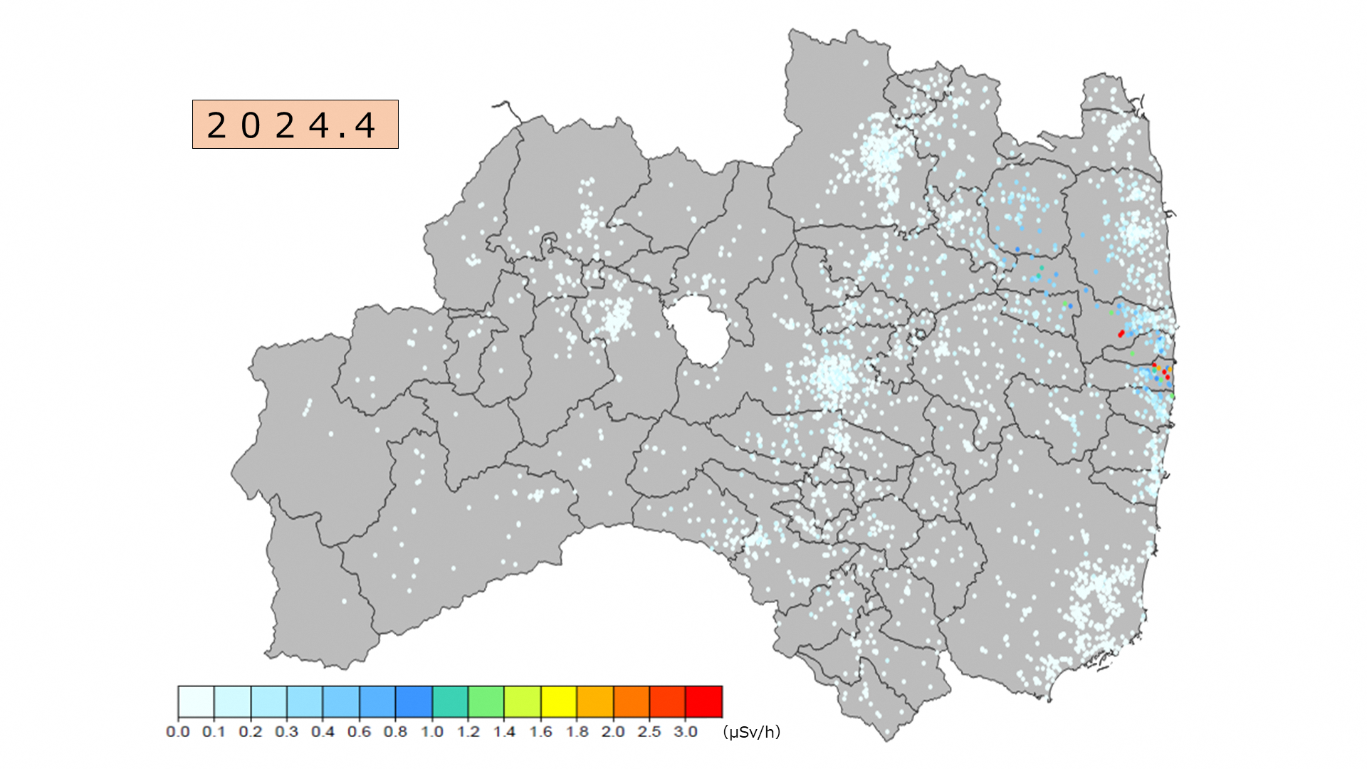 県内の空間線量率の推移 Transition of radiation dose rates 