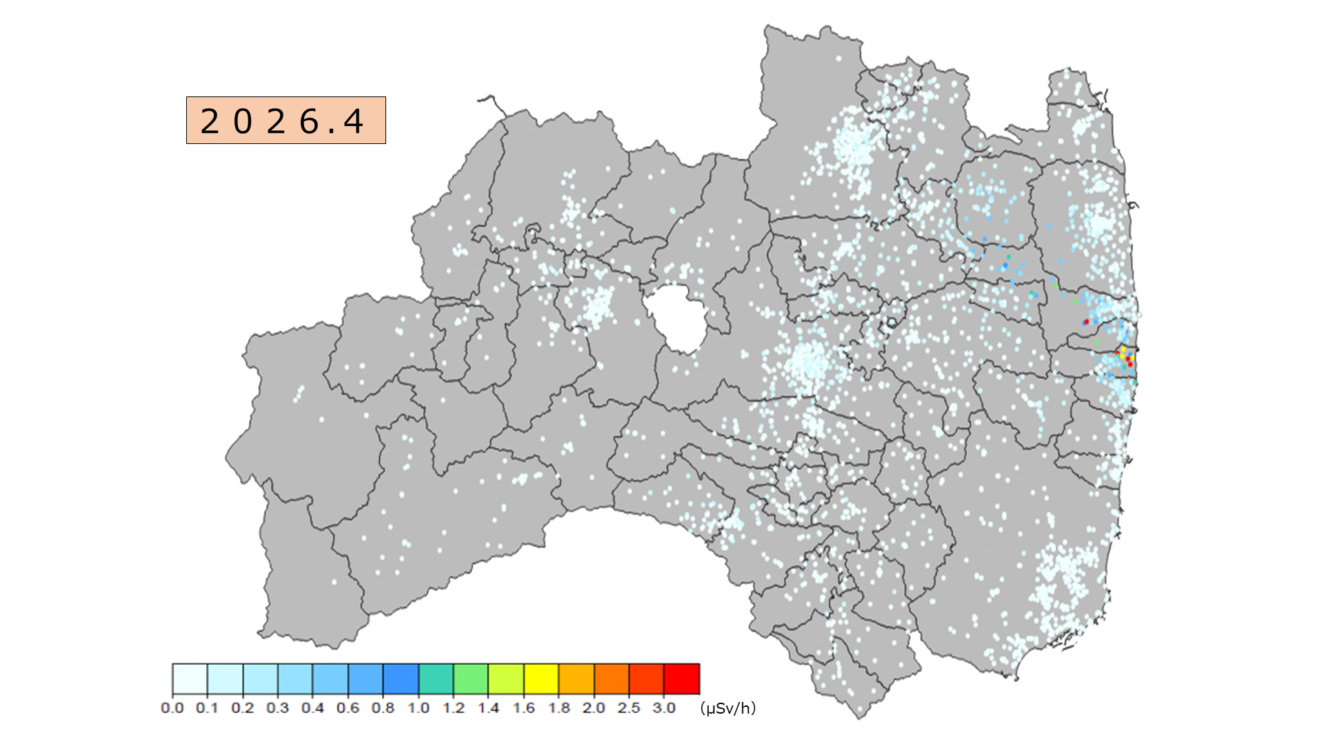 県内の空間線量率の推移 Transition of radiation dose rates 